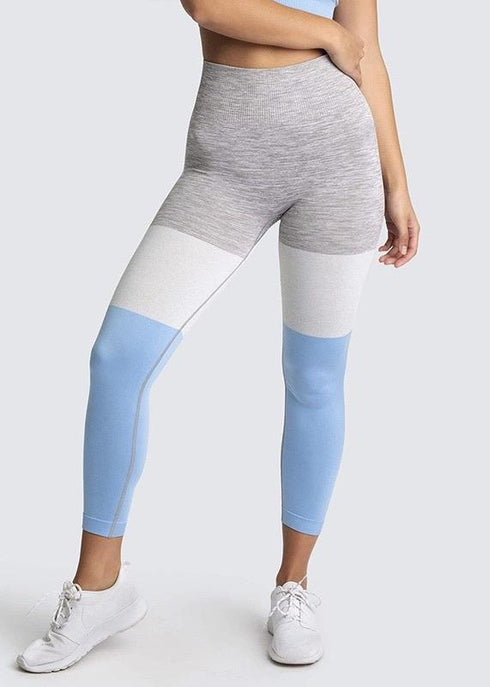 the keeper SET full length legging & crop colour block Blue